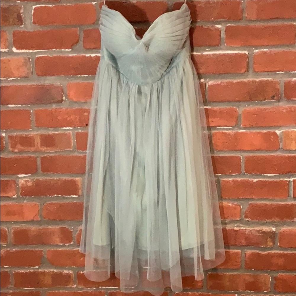 Jenny Yoo Strapless Tulle Dress in Light Sage